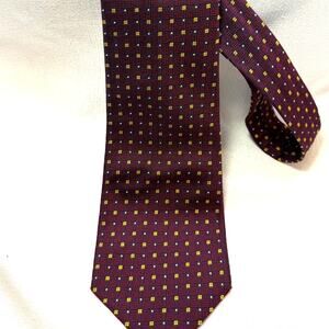Vintage KITON  - Burgundy & Yellow Tie - Made in Italy 100% Silk -Pristine